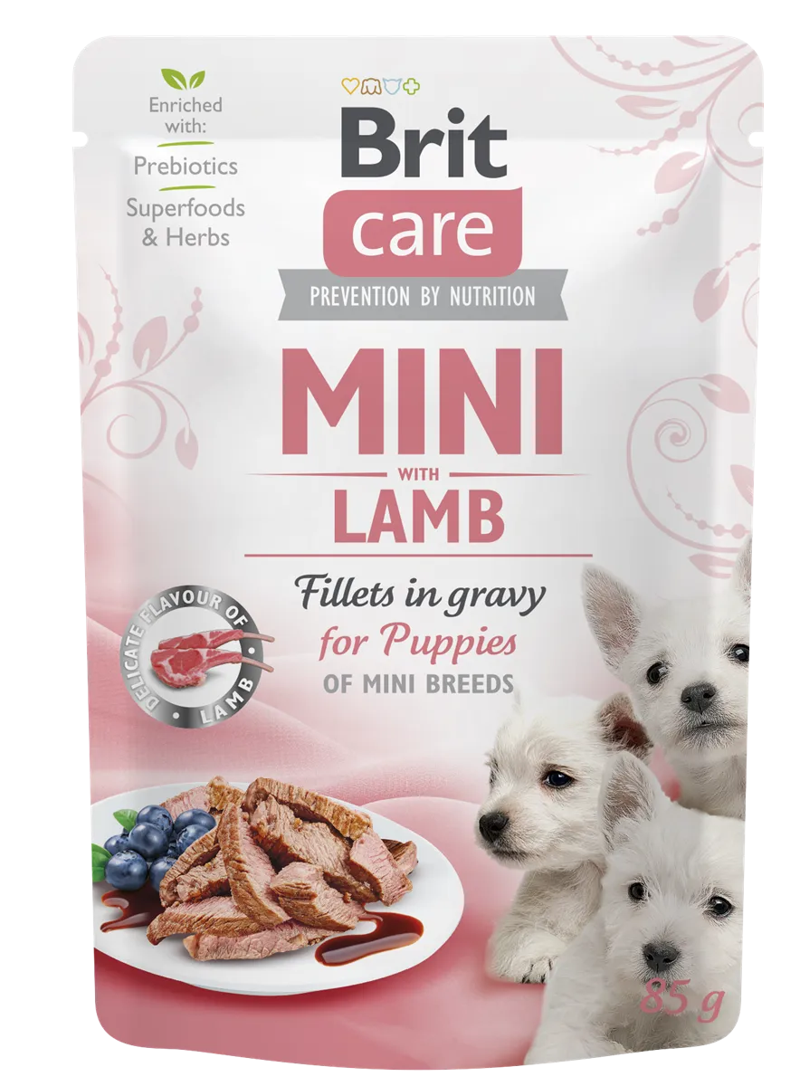 Brit Care Mini Irk Yavru Köpekler İçin Sos İçinde Kuzu Etli Fileto Parçaları 85 gr 1